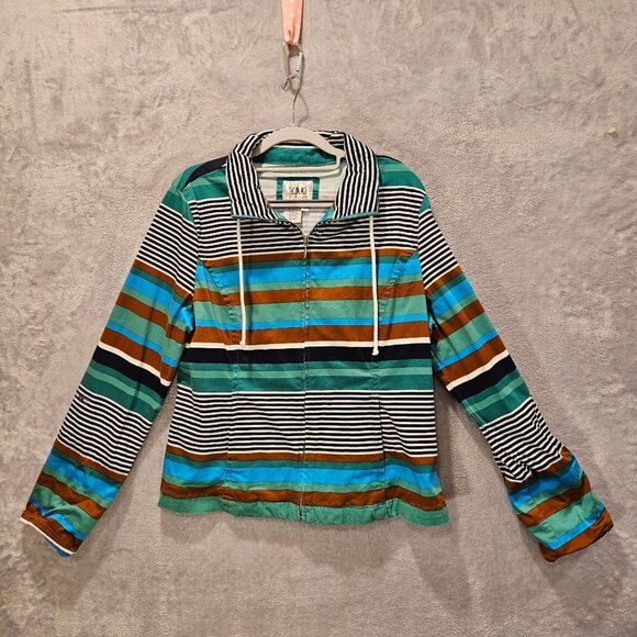 LAL cotton jacket Womens L Colorful beachy boho zip fun festive Colorful hippie - Picture 2 of 16